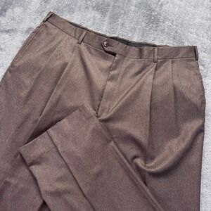 Jos A Bank Executive Collection Brown Wool Cashmere Pleated Pants Mens 42x31